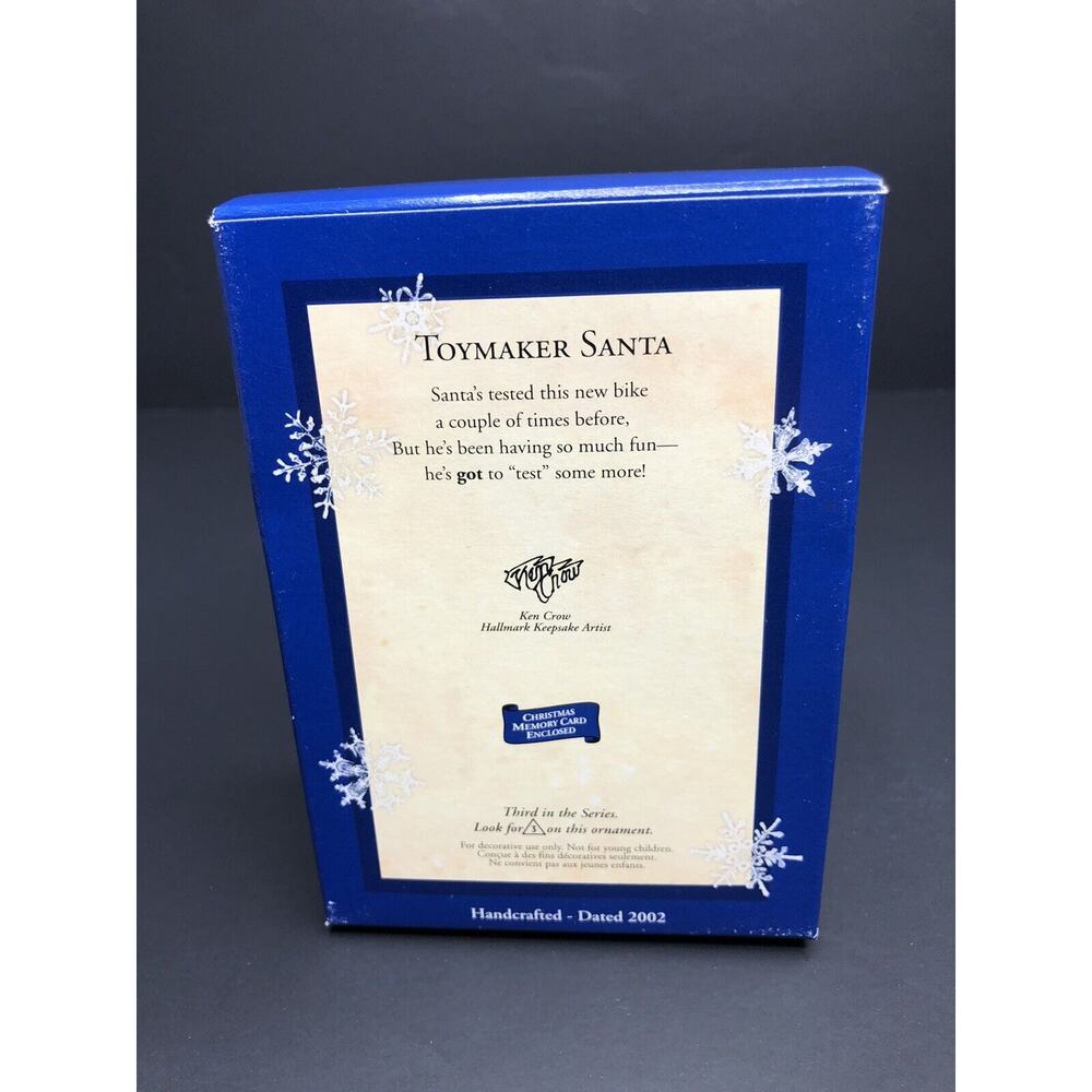 Hallmark Keepsake Christmas Tree Ornament #3 Toymaker Santa Tricycle New 2002 - Picture 5 of 6